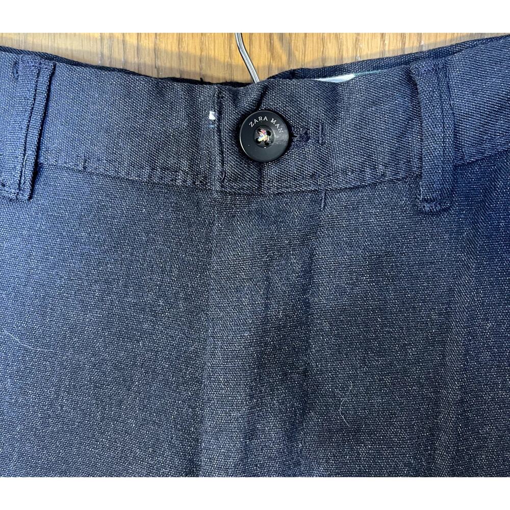 Zara Man Basic Flat Front Dark Navy Blue Straight… - image 6